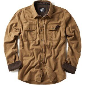 Mens Suede Wheat Brown Cotton Flannel Shirt Long Sleeve Casual Outdoor Plaid